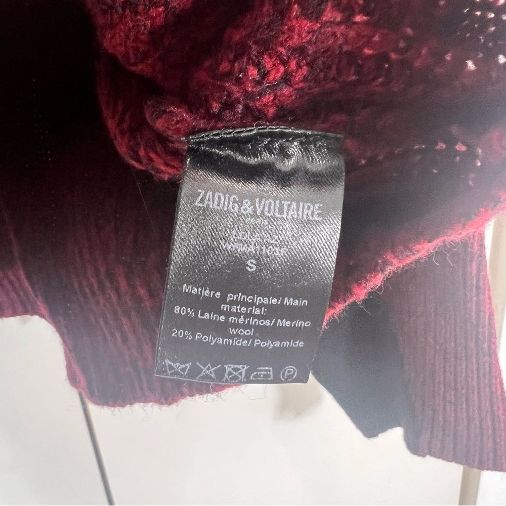 Zadig & Voltaire Sweater Women’s S Wool Blend Burgundy Turtleneck Ribbed Dolman - Picture 5 of 8